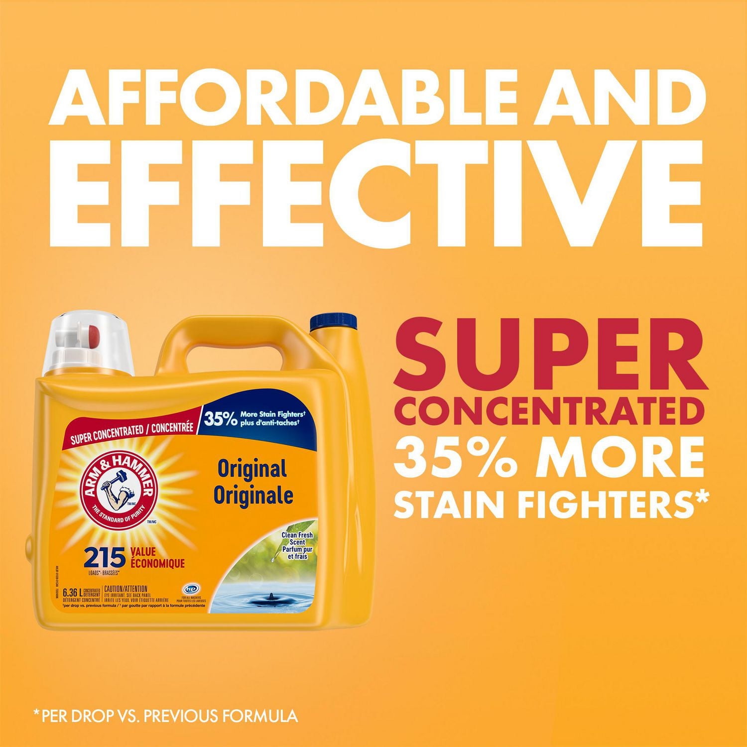 Arm & Hammer Clean Fresh Scent Liquid Laundry Detergent, 215 Loads, 6.36-L