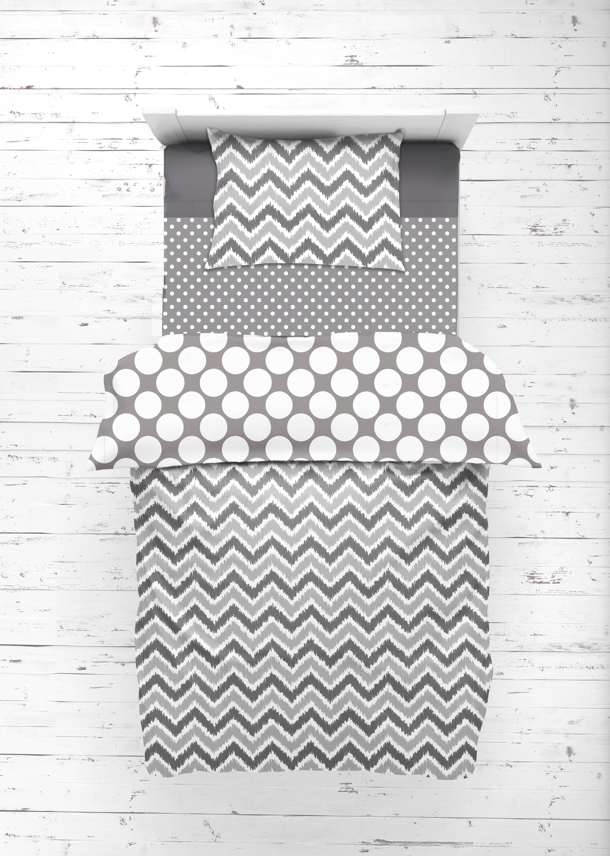 Bacati - MixNMatch 3-Piece 100% Cotton Percale Toddler Sheet Set, Grey