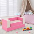 thumbnail image 2 of Costway Children Modular 6-Piece Combination Sofa Set with PU Leather Cover for Playroom Pink, 2 of 9