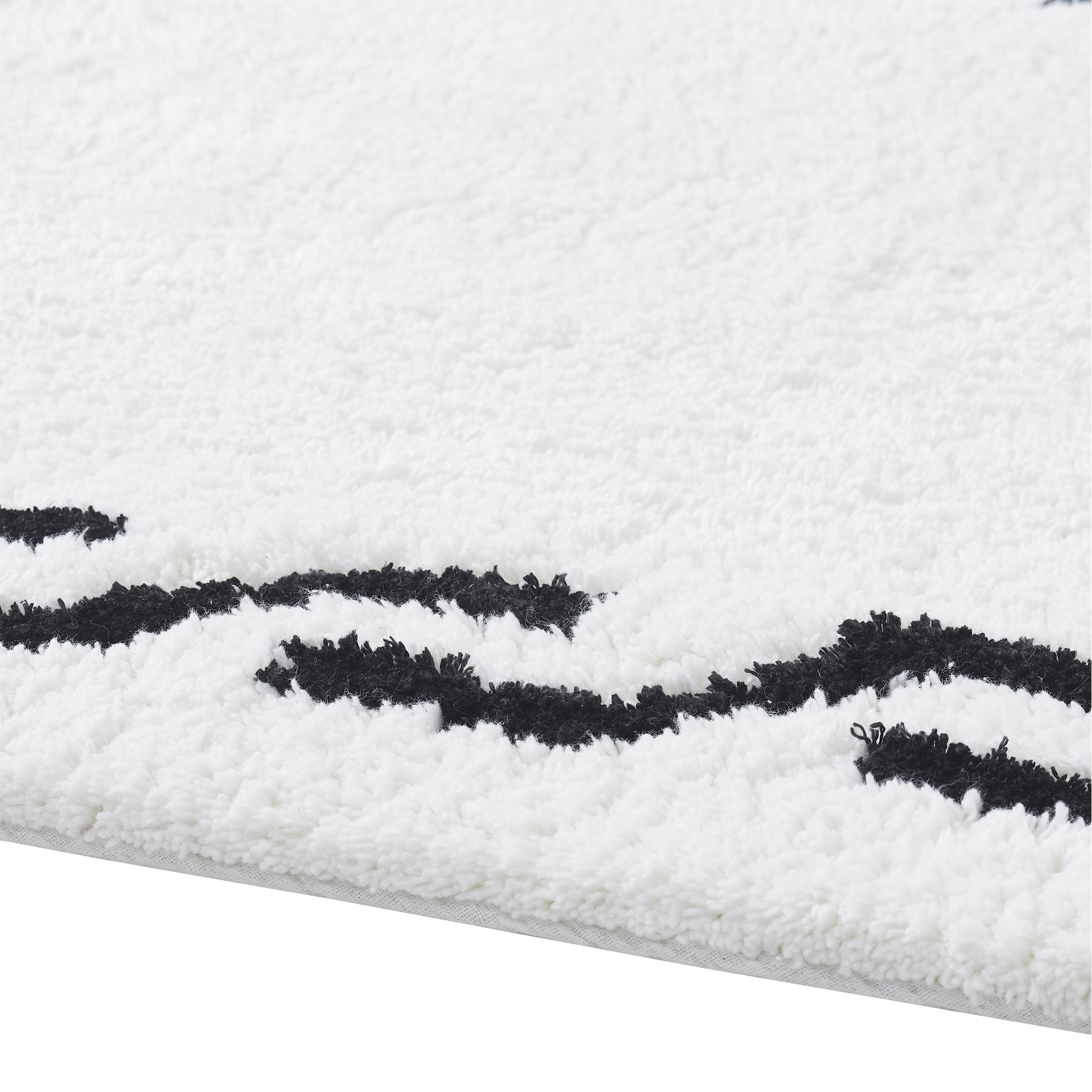 VCNY Home Border White/Black Cotton Viscose Bath Runner, 24" x 60"