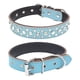 thumbnail image 1 of Collar de perro personalizado de cuero con cristales brillantes y cierre de diamantes de imitación dorados., 1 of 5