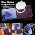 thumbnail image 5 of ELEHOLD Case for Samsung Galaxy Z Flip 6, Shockproof Magnetic Leather Phone Case with Stand, Compatibility with Mag Safe Accessories,Darkpurple, 5 of 6