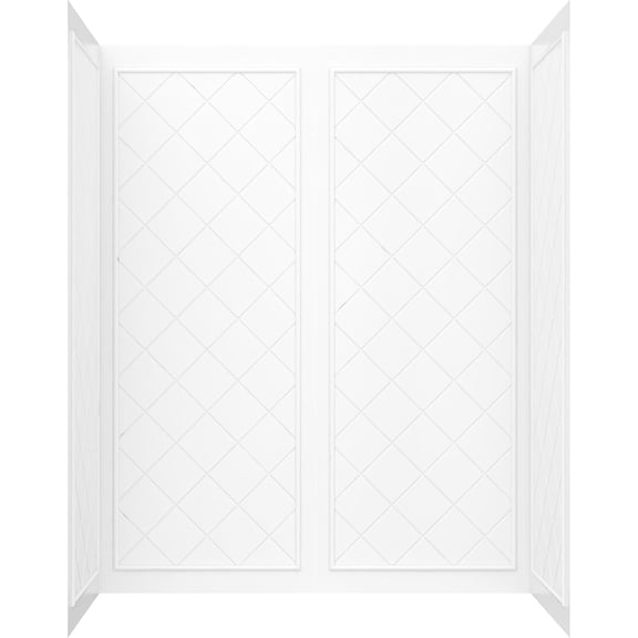 Streamline DSH-1580-169 32 in. L x 60 in. W x 76 in. H 4-Piece Glue-Up Alcove Shower Surround in White Tile Finish