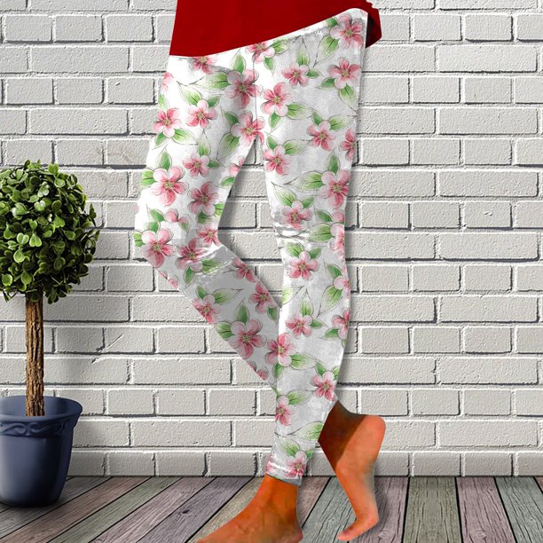MKLEKYY Leggings deportivos para mujer, moda casual, estampado floral, mallas deportivas de fitness, pantalones de yoga
