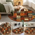 thumbnail image 5 of Round Rug 5Ft Washable Non-Slip, Boho Vintage Circle Area Rugs for Living Room Bedroom, Brown Ethnic Middle Century Geometric Indoor Floor Mats Carpet Runner for Home Decor Aesthetic, 5 of 8