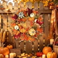 thumbnail image 3 of PSVFUJZ 18 Inch Fall Wreaths for Front Door, Thanksgiving Farmhouse Decor, Artificial Autumn Wreath with Pumpkin Maple Leaf for Thanksgiving Farmhouses Home Outdoor Indoor Decor, 3 of 6