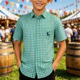 thumbnail image 2 of RMGVDSD Boy's Plaid Button Down Shirts Classic Fit Short Sleeve Gingham Tops For School Casual Festival Kids Dress Shirt 7-8 Years, 2 of 4