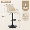 thumbnail image 5 of COLAMY Modern Adjustable Bar Stools, Set of 2 Swivel Kitchen Counter Stools, 25"-33" Height, Soft Fabric for 35"-45" Tables, Beige, 5 of 11