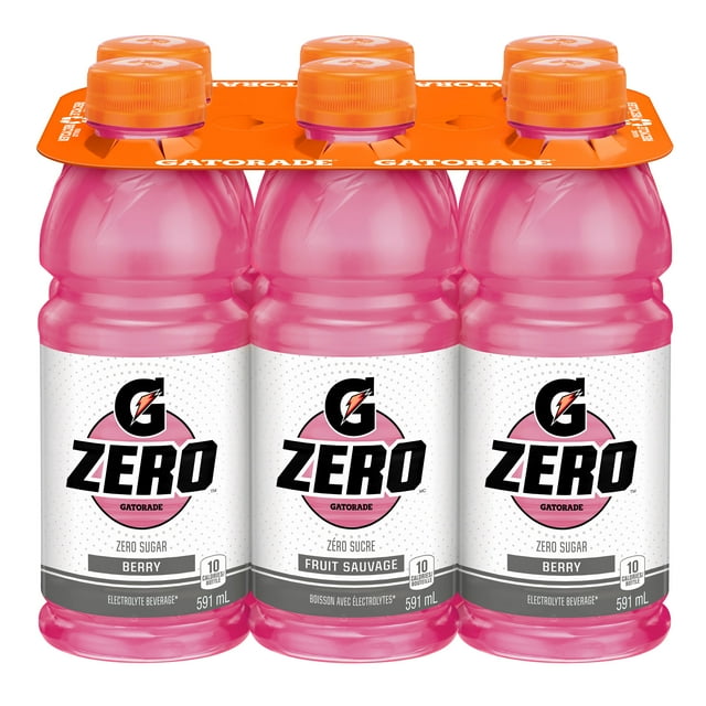Gatorade Zéro Baies Boisson Électrolytique 6 x 591 mL, Bouteilles
