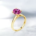 thumbnail image 4 of Gem Stone King 1.00 Ct Oval Pink Created Sapphire 10K Yellow Gold Ring, 4 of 4