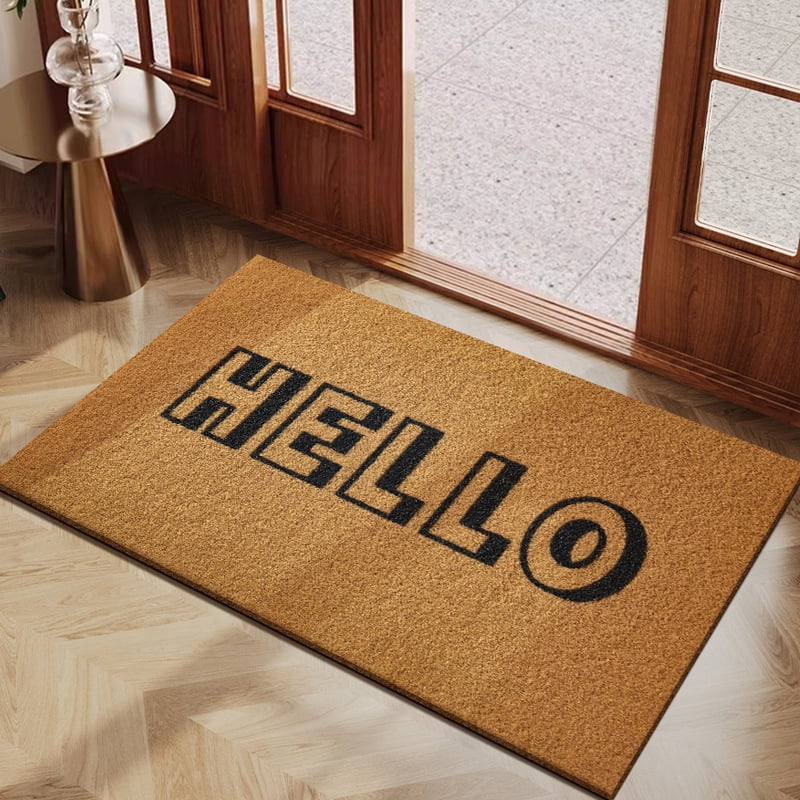 Natural Coir Door Mat, Minimalist Entryway Rug, Heavy Duty Mud Dirt Trapper Scraper Mat, Cuttable Non-Slip Outdoor Indoor Doormat for Front Door Porch Hallway