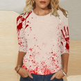 thumbnail image 5 of T-shirt Imprimé Halloween pour Femmes Col Rond Manches Confortables pour Fête Tenue Décontractée, 5 of 5