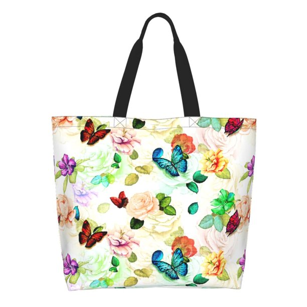 Balery Floral Vintage Bolsa Tote Estilo Estético con Cremalleras, Bolsa de Hombro, Bolsa de Compras Grande y Plegable