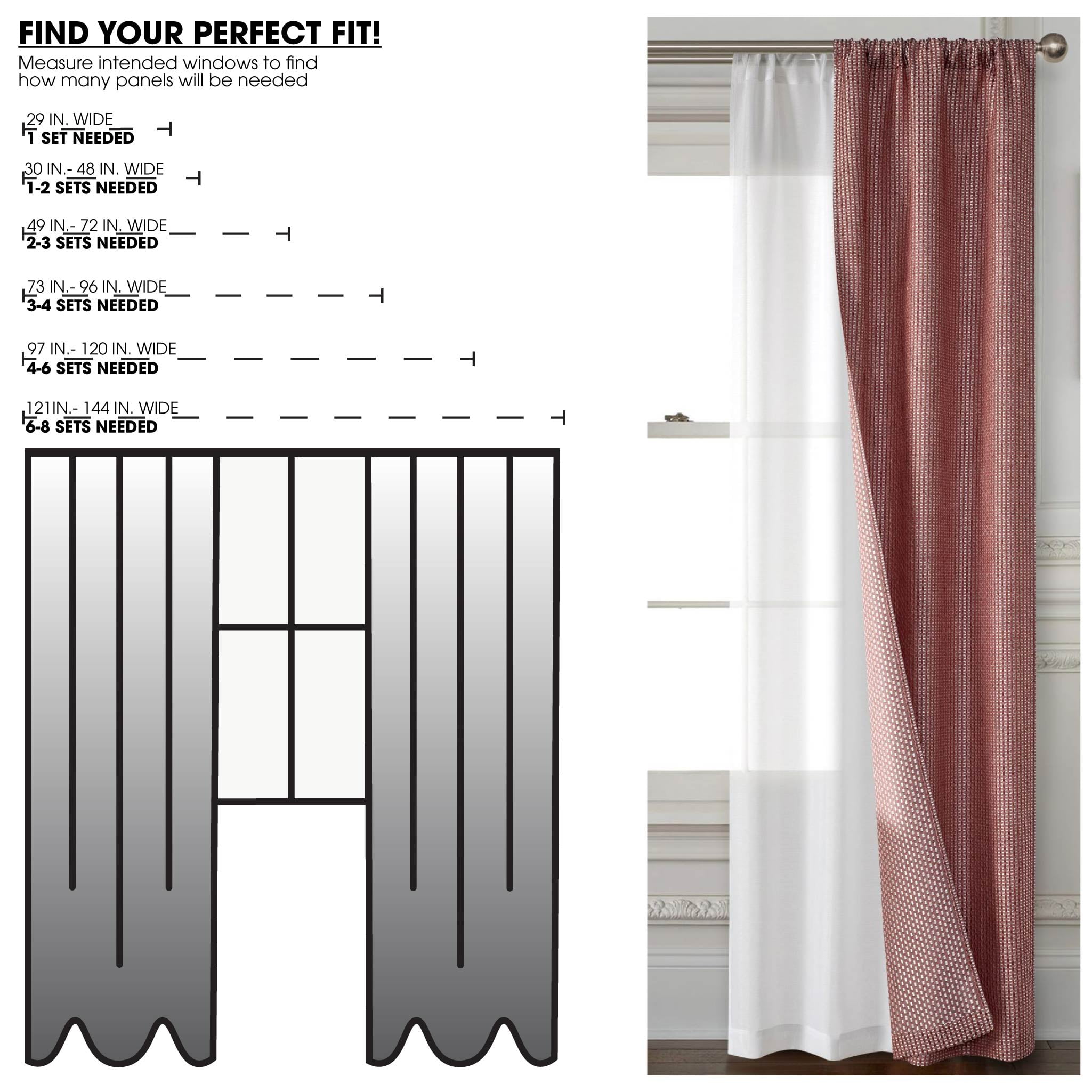 (2 pack) Mainstays 4 Piece Wave Jacquard Curtain Panel Set, Brick, 27.5" W x 63" L