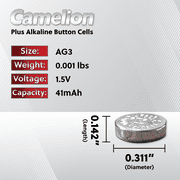 Camelion AG3 Alkaline Button Cell 20 Pack