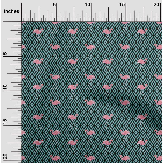 oneOone Polyester Lycra Fabric Geometric & Flamingo Bird Print Sewing Fabric BTY 56 Inch Wide