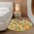 thumbnail image 2 of Green Orange Round Area Rug 3Ft Washable Small Circle Rugs for Kitchen Entryway, Summer Botanical Leaves Watercolor Checkered Non-Slip Carpet Floor Mats Indoor Outdoor Carpet Runner Home Decor, 2 of 8