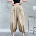 thumbnail image 6 of Lmnyox Women's Wide Leg Pants Elastic High Waist Trouser with Pocket Summer Fashion Flowy Palazzo Pants, 6 of 7