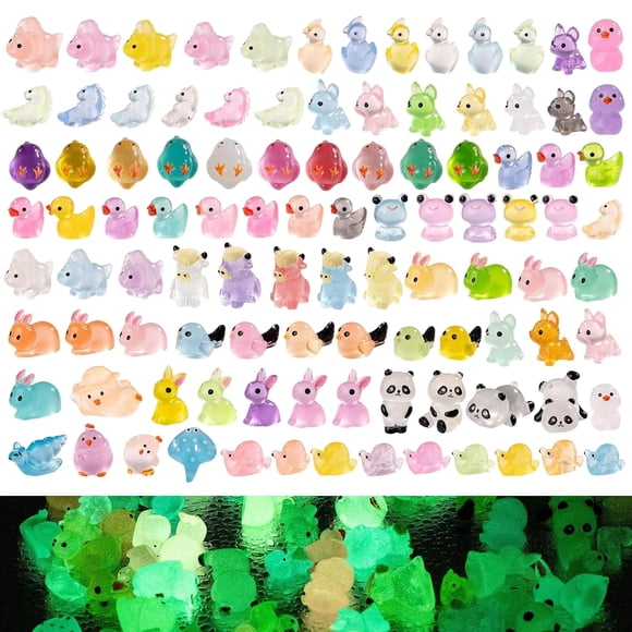Mini figuras de animales que brillan en la oscuridad jrootouh, paquete de 110