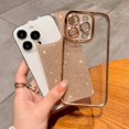 thumbnail image 4 of Compatible for iPhone 14 Pro Luxury Glitter Plating Clear Case, Cute Bling Sparkly Shiny Case for Women Girls Soft TPU Shockproof Camera Protective Back Cover Electroplated Case - Gold, 4 of 11