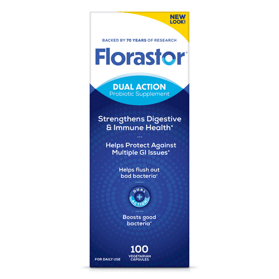 Florastor Unisex Daily Probiotic Supplement Capsules for Digestive Health, 100 Count