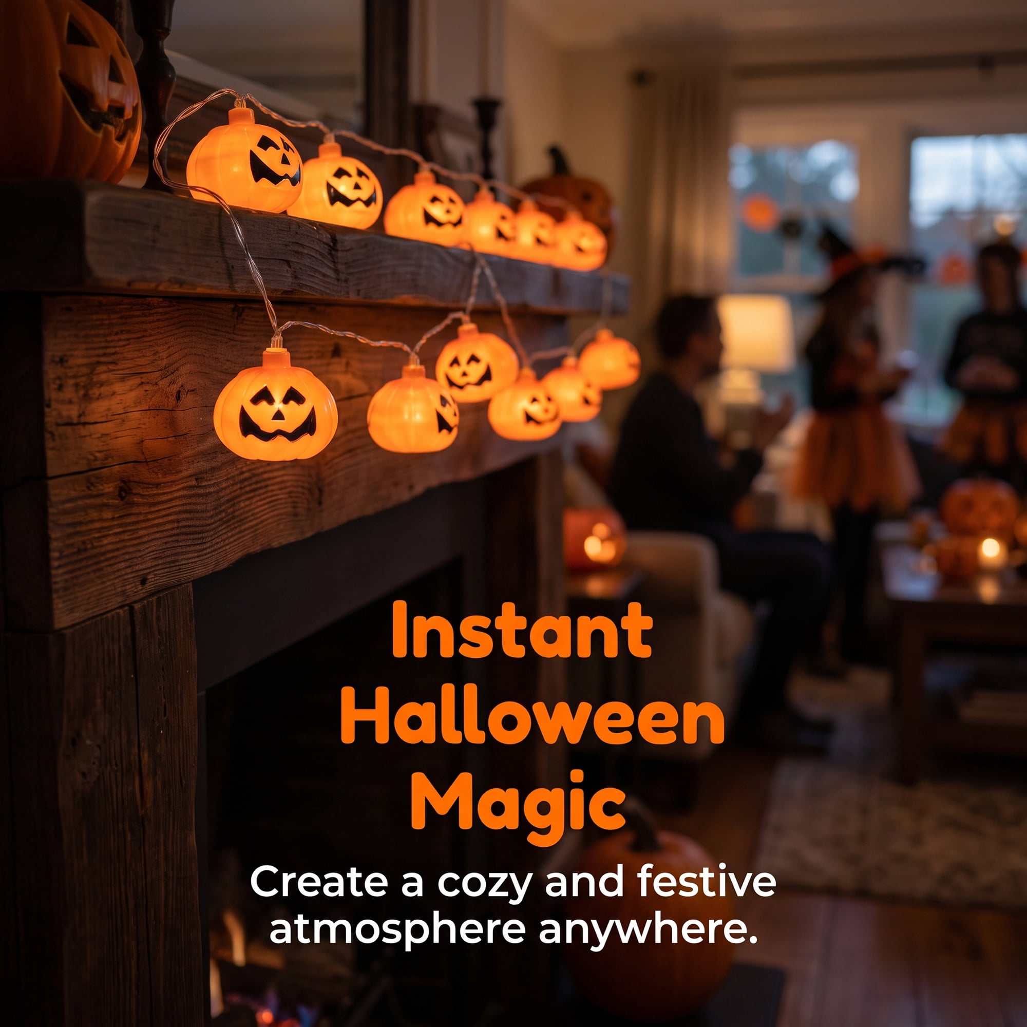 Unique Bargains Halloween Jack-O'-Lantern Fairy Lights 4.9 ft Pumpkin Battery Operated