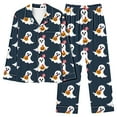 thumbnail image 2 of Feancey Cute Pjs Set for Women Halloween Black Cat Printed Lounge Sleepwear Sets Long Sleeve Button Down Shirts Wide Leg Pants Matching Pajama Set Multicolor L, 2 of 5