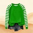 thumbnail image 4 of UTSJKR Womens Striped Sweatshirt Casual Fashoin Raglan Long Sleeve Color Block Tee Shirts Cute Crewneck Holiday Tops Green XL, 4 of 5