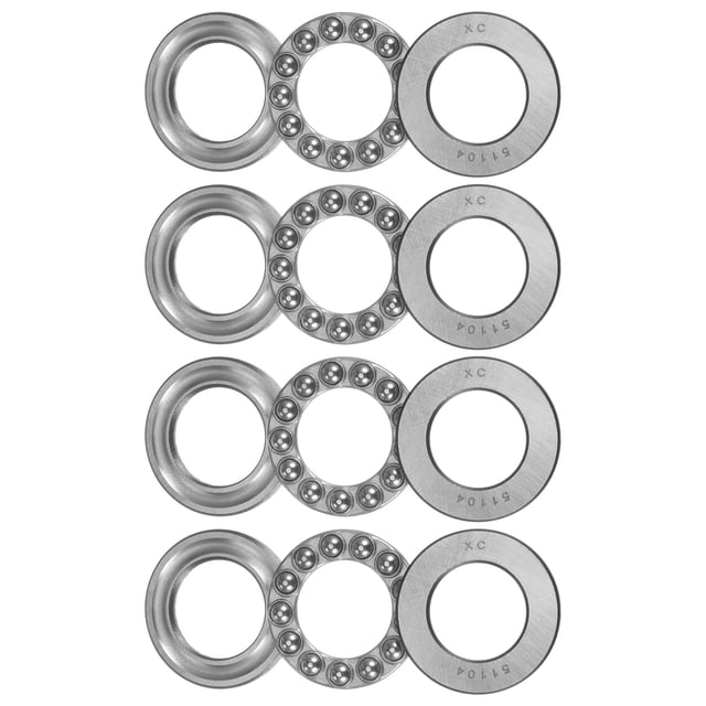 Unique Bargains 51104 Roulement à Billes de Poussée 20x35x10mm Acier à Haute Teneur en Carbone avec Rondelles 4 Pack