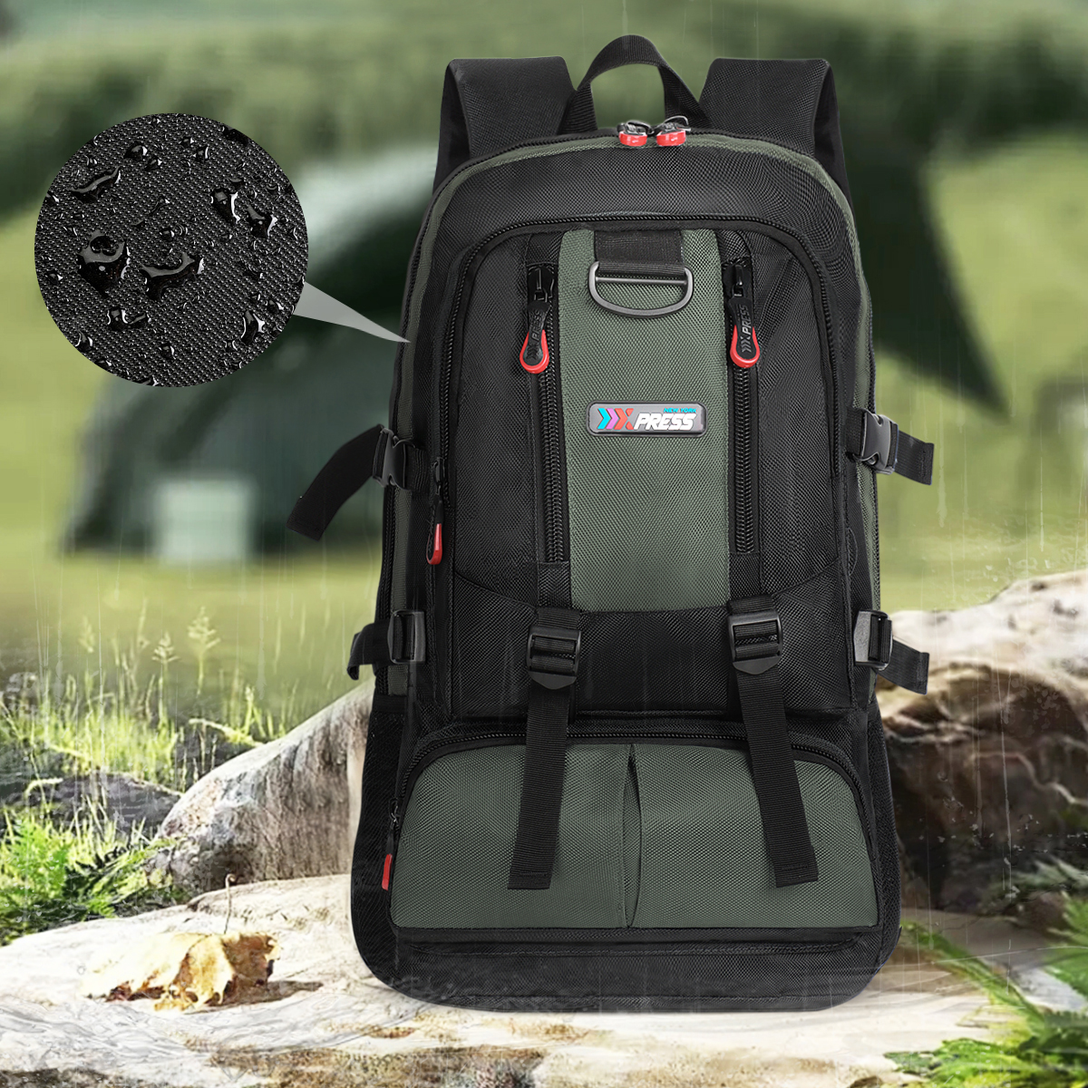 Travel Backpack Multi-Pocket Outdoor Hiking Backpack Work Daypack for Men Women, Grey, A12