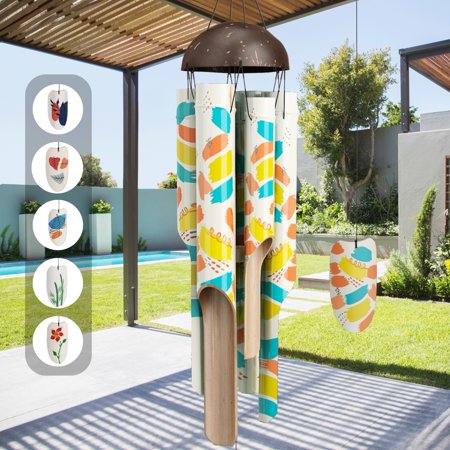 88Craft Gifty Bamboo Wind Chimes 45  Large Hand Painting Celebration Art Windchimes Outdoors