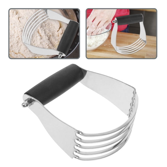 HEMOTON Black Stainless Steel Pastry Cutter for Kitchen with Blades and Scraper Design Multifunctional Dough Blender Easy to Use