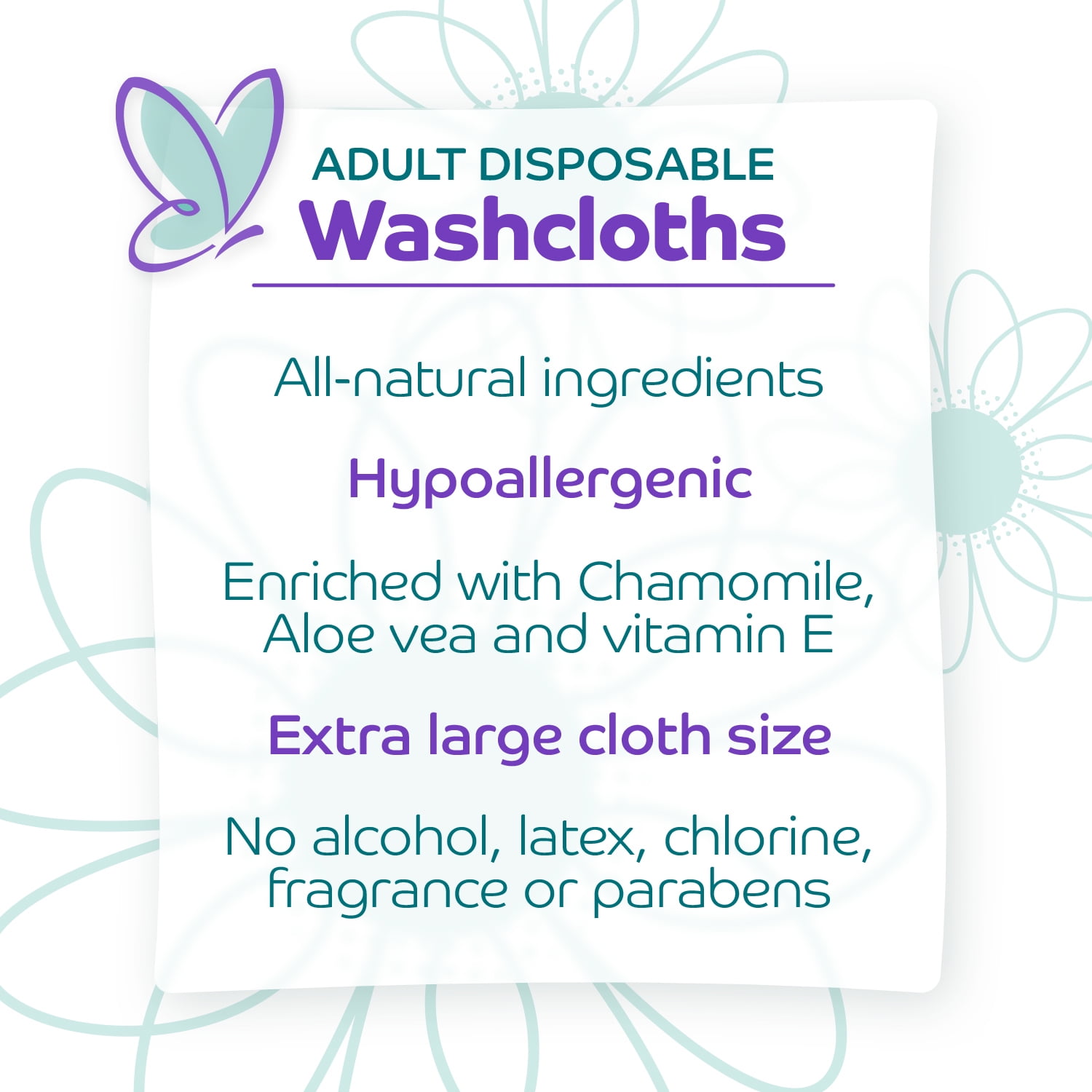 AWOW Professional Adult Wipes for Incontinence & Cleansing, Large Disposable Washcloths, Aloe & Vitamin E, Unscented, 50 Count (12 Packs, 600 Wipes Total)