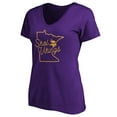 thumbnail image 2 of Women's Purple Minnesota Vikings Script V-Neck T-Shirt, 2 of 3