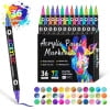 Giunmcul 24/48/72 Colors Acrylic Paint Markers, 1.5mm Dual Tip Paint Pens for Rock Painting, Canvas, Journaling - Quick-Dry 10ml Art Markers Set for Adults