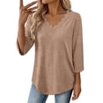 thumbnail image 4 of Maplenight Womens Fall Tops V Neck 3/4 Sleeve Dressy Blouses Relaxed Fit Business Casual Tops, 4 of 6