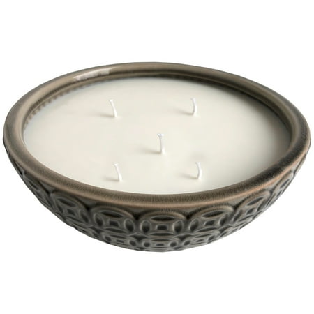 Better Homes & Gardens Large Tan Glazed Ceramic Citronella Outdoor Candle with Rosemary Essential Oil, 69.95oz