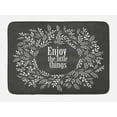 thumbnail image 1 of Enjoy the Little Things Bath Mat, Blooming Wreath with Calligraphy on Greyscale Backdrop, Plush Bathroom Decor Mat with Non Slip Backing, 29.5" X 17.5", Charcoal Grey and White, by Ambesonne, 1 of 2