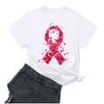 thumbnail image 3 of Nfurl Women's Pink Ribbon Graphic Tees Shirts Plus Size Breast Cancer Awareness Shirts Casual Short Sleeve Crewneck Tshirts for Survivor Gift White L, 3 of 4