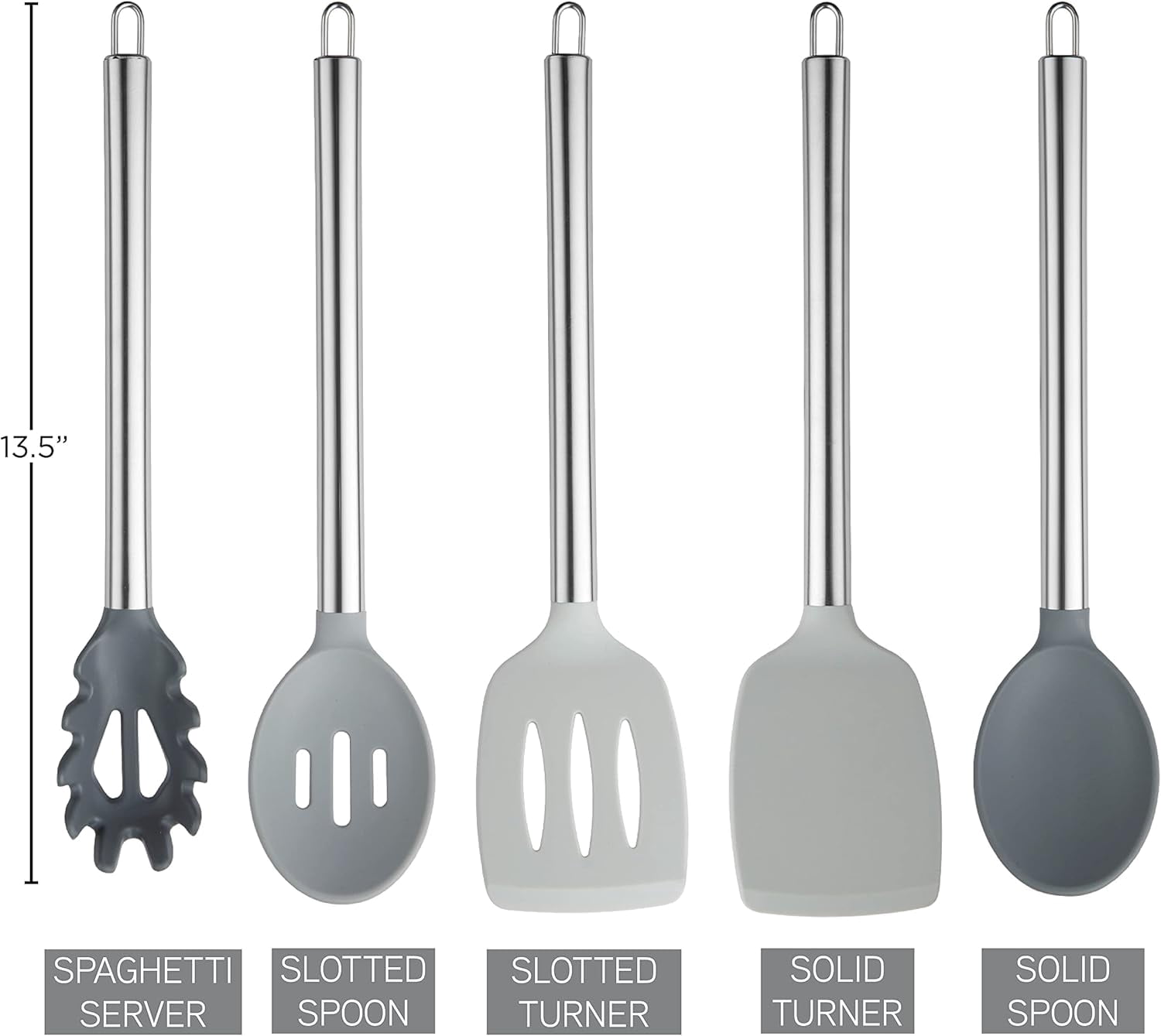 COOK WITH COLOR 5-Pc Cooking Utensils Set Kitchen Gadgets & Essentials, Gray Ombre