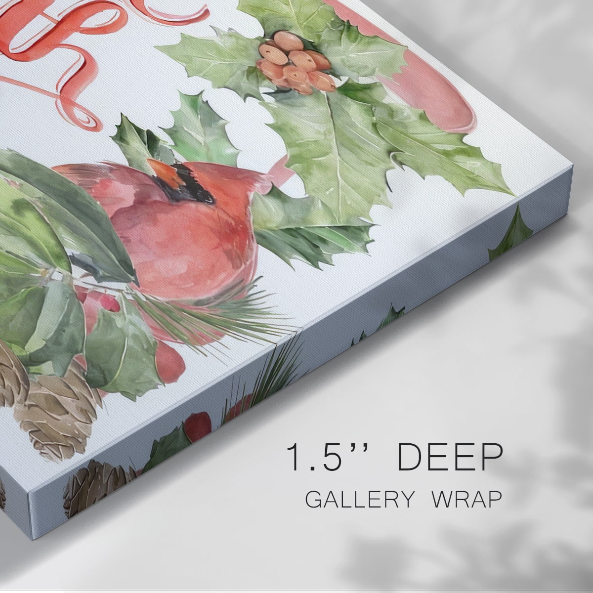 Cardinal Holly Christmas Collection A- Gallery Wrapped Canvas