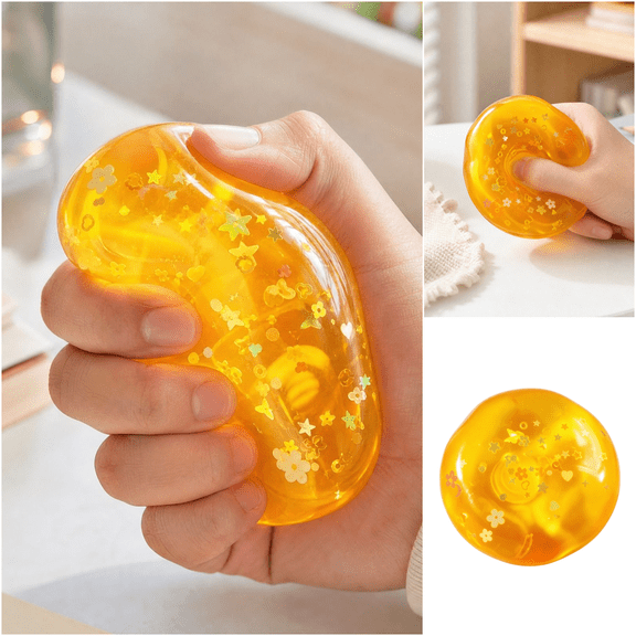 Coconut Oil Ball Squishy, Clear Transparent Glitter Stress Ball, Coconut Oil Squeeze Toy for Office Use