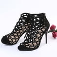 thumbnail image 5 of Abtuhar Womens High Heels Shoes Solid Color Open Toe Back Zip Thin Heel, 5 of 5