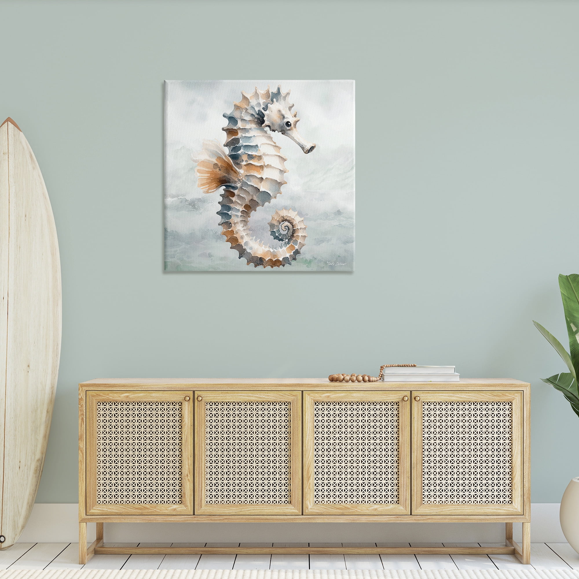 Stupell Industries Detailed Ocean Seahorse Animals & Insects Painting Gallery Wrapped Canvas Art Print Wall Art, 36 x 36