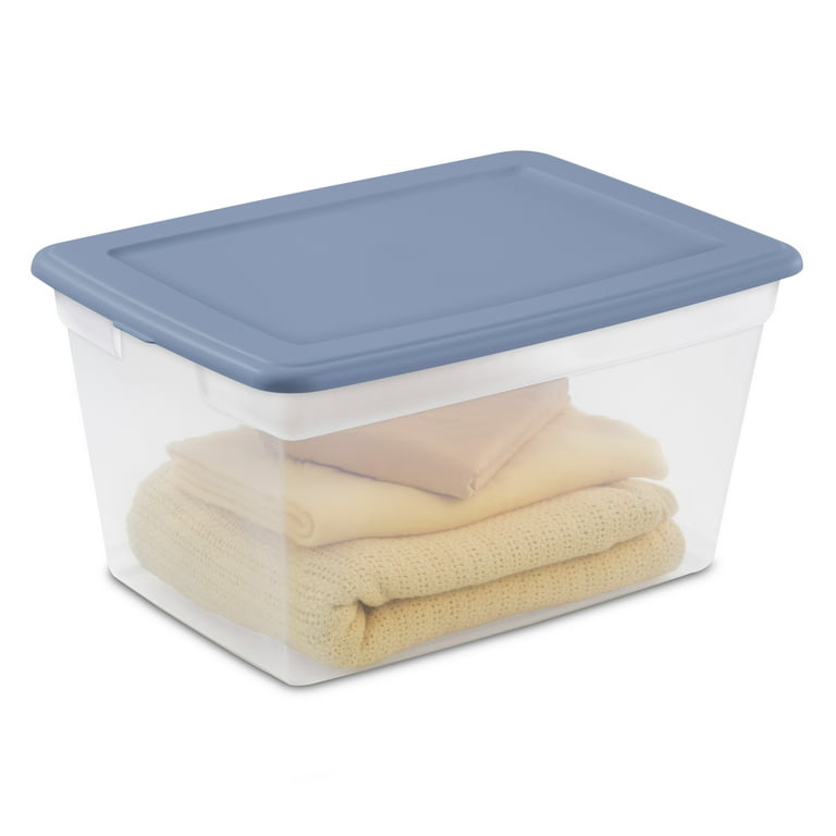 Sterilite 58 Qt. Storage Box Plastic, Blue Ash 