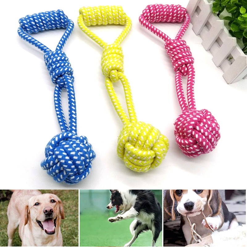 Cotton Dog Rope Toy Pet  Funny Toy Durable Playing Knot Ball Teeth Cleaning Chew 