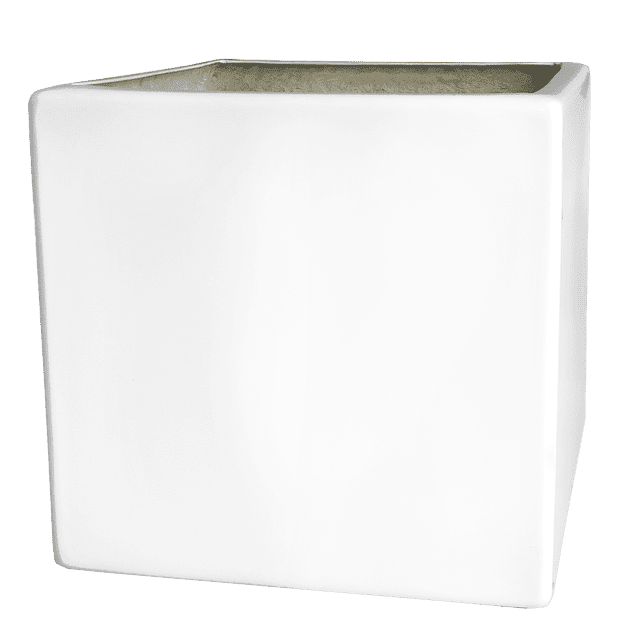Maceta de Fibra de Vidrio FibraFormas Mod. Cubo 40cm Blanco