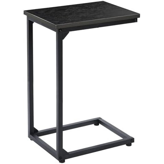 C Shaped End Table, Couch Tables That Slide Under, TV Tray Snack Table for Sofa, Small Side Table for Couch, Small Space, Living Room, Black HET02CBK-1