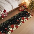 thumbnail image 5 of Christmas Floral Washable Area Rug 2 x 6 ft Vintage Red White Poinsettia Bird Black Soft Non‑Slip Rugs Stain Repellent Indoor Mats for Long Hallway, Kitchen Runner, Corridor Laundry, 5 of 9