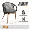 thumbnail image 4 of Dayalane Outdoor Dining Chairs Set of 6, Modern Rope Woven Patio Armchairs with Cushions, Wood-Look Metal Frame, All-Weather Furniture for Balcony, Backyard Bistro, Grey, 4 of 10
